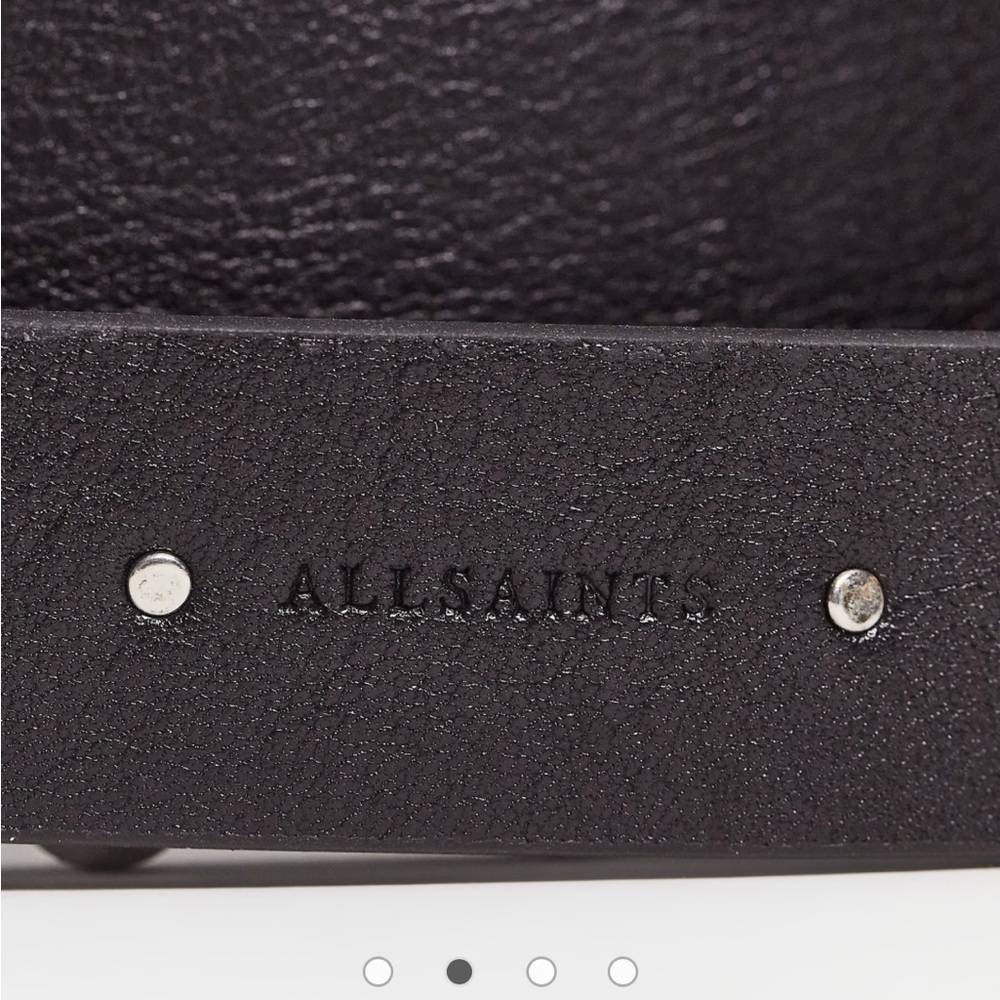 All Saints Alcor Black Leather Studded Belt with Silver Accents - Picture 3 of 9